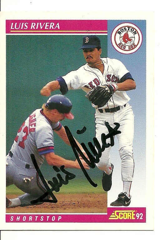 LUIS RIVERA BOSTON RED SOX SIGNED AUTO 1992 SCORE CARD #159 W/COA