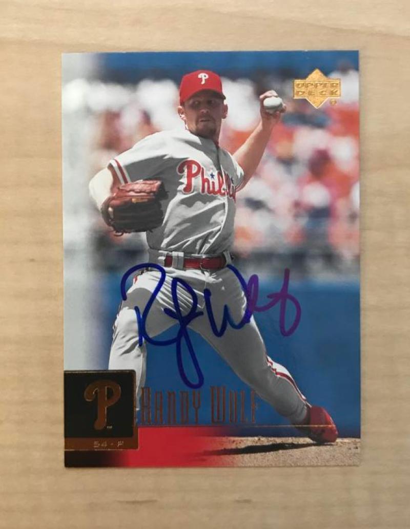 RANDY WOLF PHILADELPHIA PHILLIES SIGNED 2001 UPPER DECK CARD #236 W/COA