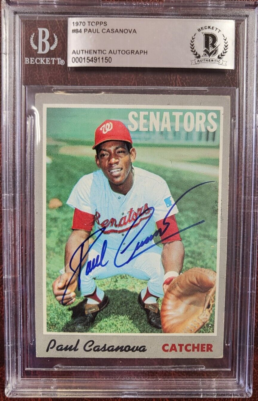 1970 TOPPS PAUL CASANOVA SENATORS SIGNED AUTOGRAPH #84 CARD BECKETT AUTHENTIC