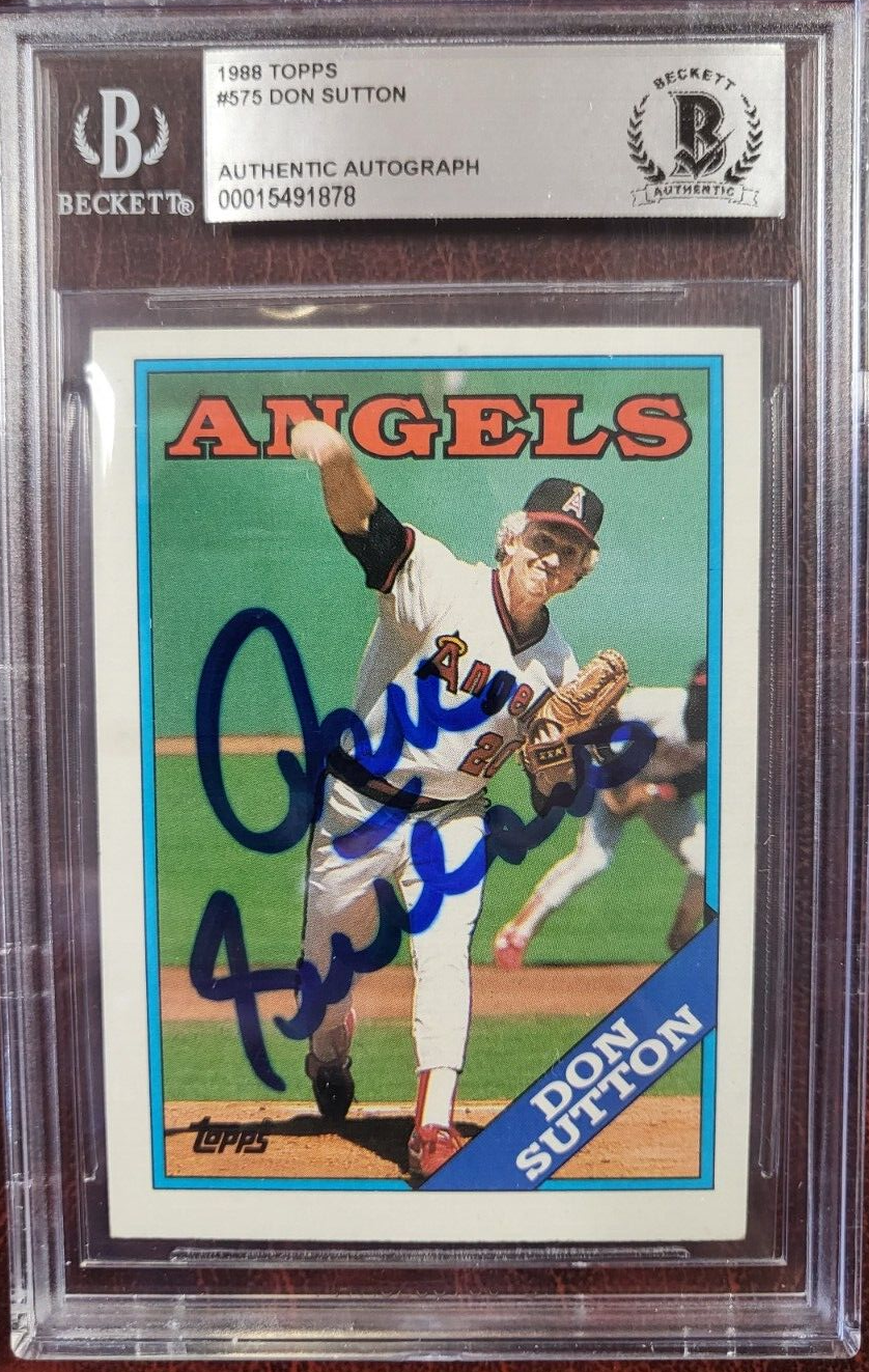 1988 TOPPS DON SUTTON ANGELS SIGNED AUTOGRAPH #575 CARD BECKETT AUTH