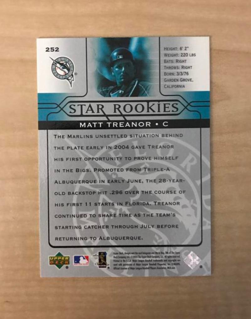 MATT TREANOR FLORIDA MARLINS SIGNED AUTOGRAPHED 2004 UPPER DECK CARD #252 W/COA
