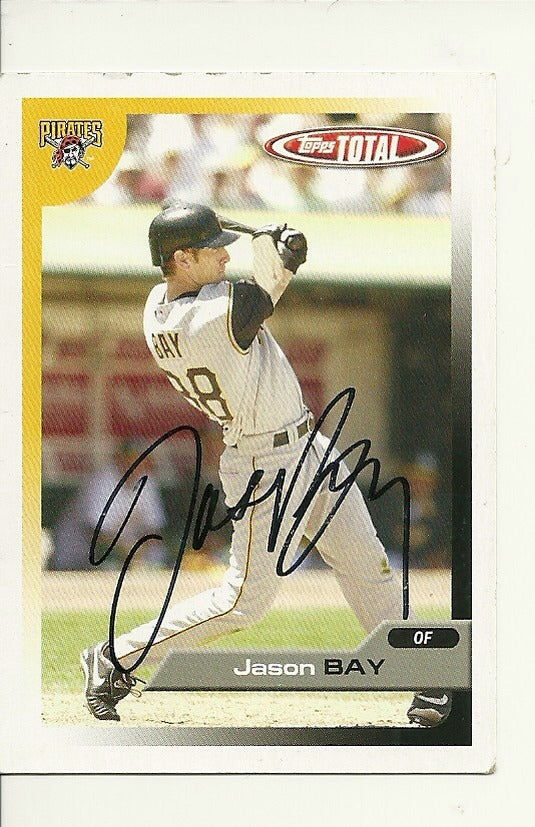 JASON BAY PITTSBURGH PIRATES SIGNED AUTO 2008 TOPPS TOTAL CARD #330 W/COA