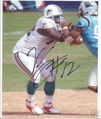 VERNON CAREY MIAMI DOLPHINS SIGNED 8X10 PHOTO W/COA