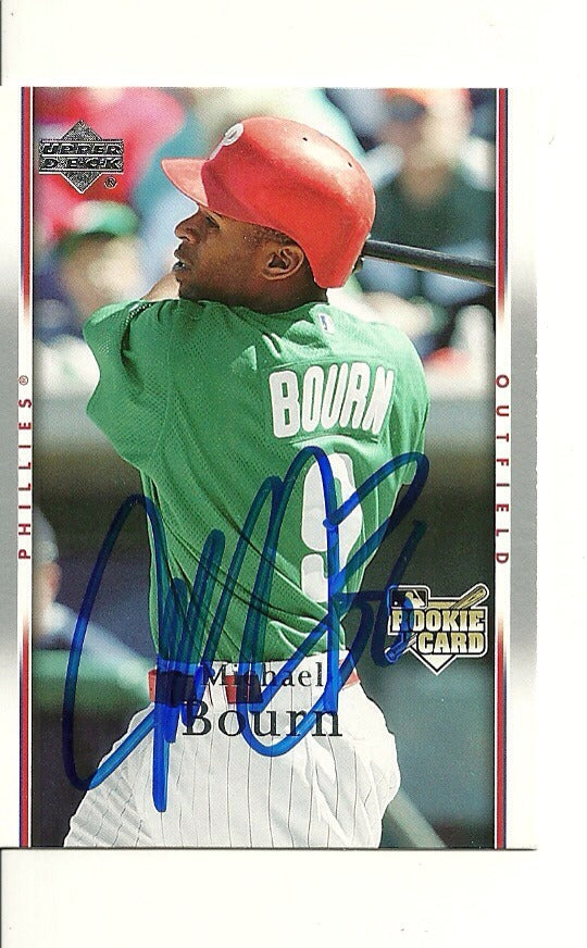 MICHAEL BOURN PHILADELPHIA PHILLIES SIGNED AUTO 2007 UPPER DECK CARD #880 W/COA