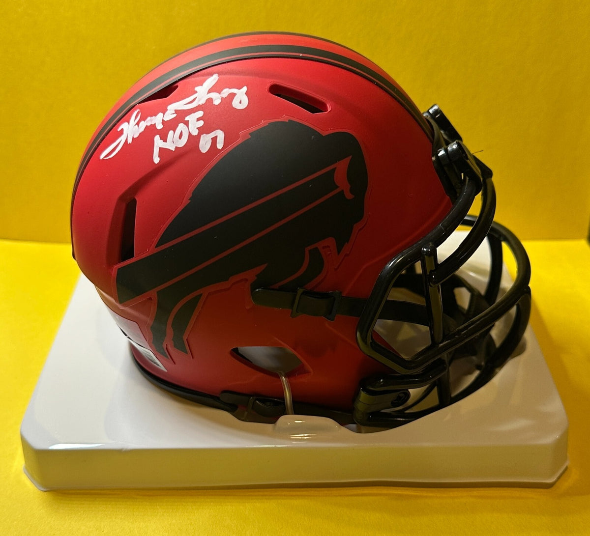 THURMAN THOMAS BUFFALO BILLS SIGNED AUTOGRAPHED RAVE MINI HELMET BECKETT HOF 07