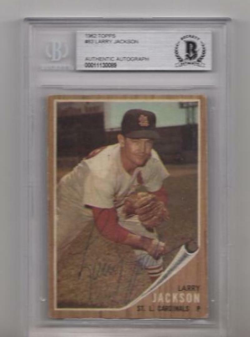 1962 TOPPS LARRY JACKSON VINTAGE SIGNED CARD BECKETT AUTHENTIC AUTOGRAPH