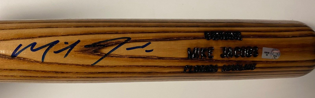 MIKE JACOBS MARLINS/ROYALS SIGNED AUTOGRAPHED LV SLUGGER BAT MLB AUTHENTICATED