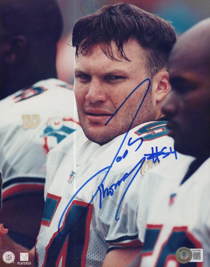 ZACH THOMAS DOLPHINS SIGNED AUTOGRAPHED 8X10 PHOTO BECKETT BJ070929