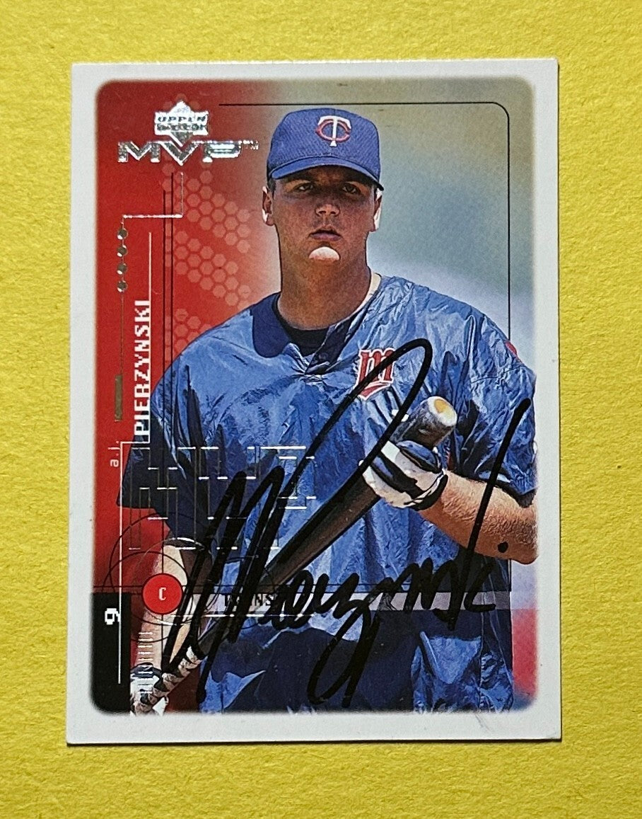1999 UPPER DECK MVP A.J. PIERZYNSKI SIGNED AUTOGRAPH CARD W/ COA #119 TWINS