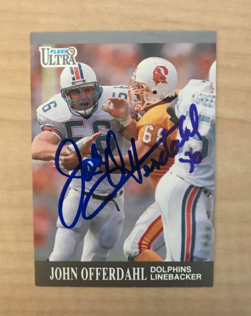 JOHN OFFERDAHL MIAMI DOLPHINS SIGNED AUTOGRAPHED 1991 FLEER ULTRA CARD #90 W/COA