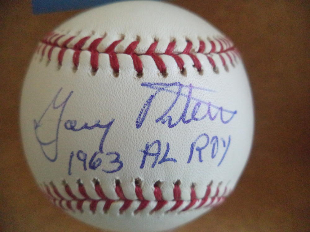 GARY PETERS 1963 AL ROY SIGNED AUTOGRAPHED M.L. BASEBALL BECKETT D27316