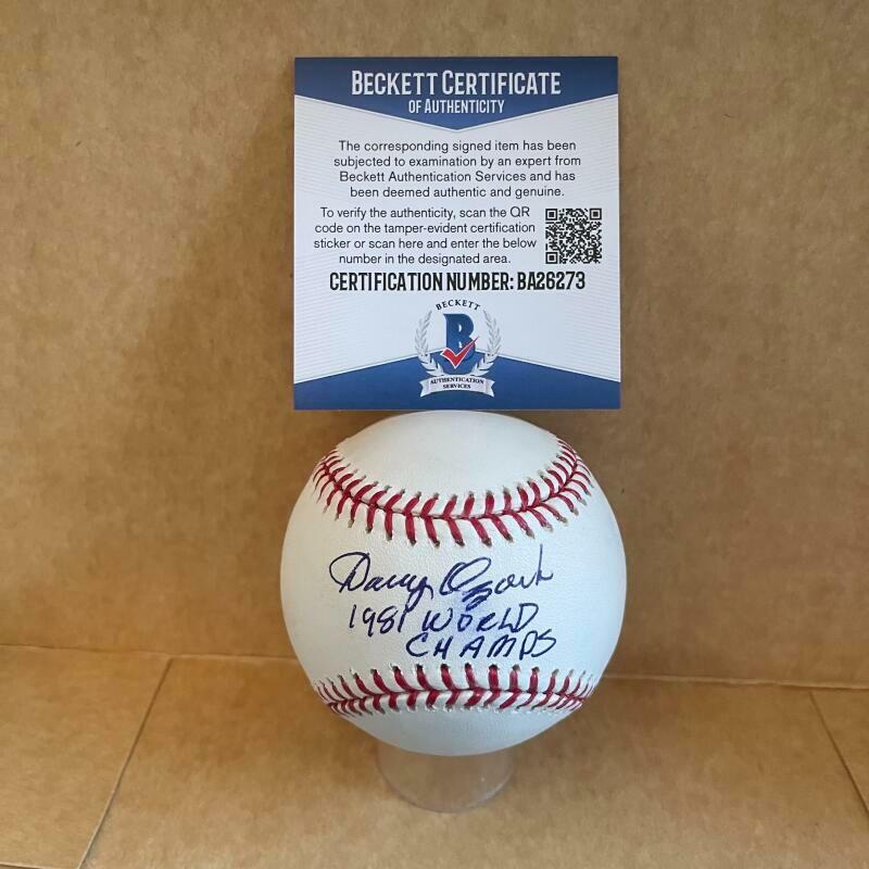 DANNY OZARK 1981 WORLD CHAMPS SIGNED AUTOGRAPHED M.L. BASEBALL BAS BA26273