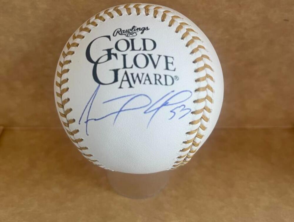 ADOLIS GARCIA RANGERS SIGNED AUTOGRAPHED GOLD GLOVE BASEBALL  BECKETT AUTH 