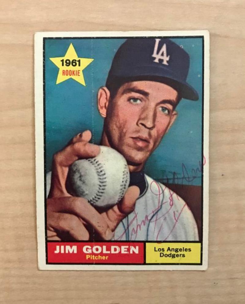 JIM GOLDEN LOS ANGELES DODGERS SIGNED VINTAGE 1961 TOPPS CARD #298 W/COA