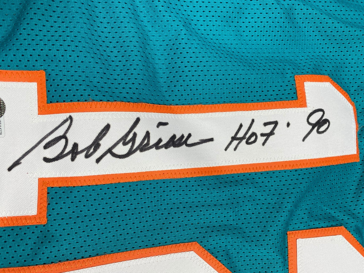 BOB GRIESE #12 DOLPHINS HOF 90 SIGNED AUTOGRAPHED CUSTOM TEAL JERSEY BECKETT *
