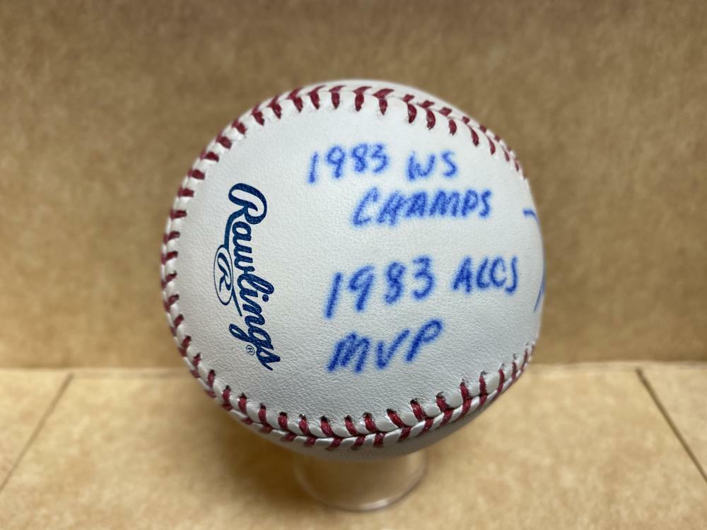 MIKE BODDICKER ORIOLES INSCRIBED BOTH SIDES SIGNED M.L. BASEBALL W/ COA