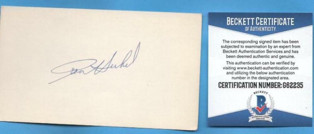 RON HERBEL GIANTS SIGNED 3X5 INDEX CARD BECKETT G62235