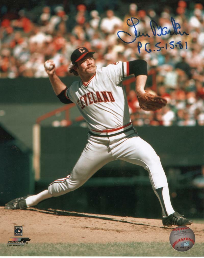 LEN BARKER  CLEVELAND INDIANS P.G. 5-15-81 SIGNED AUTOGRAPHED 8X10 PHOTO W/ COA
