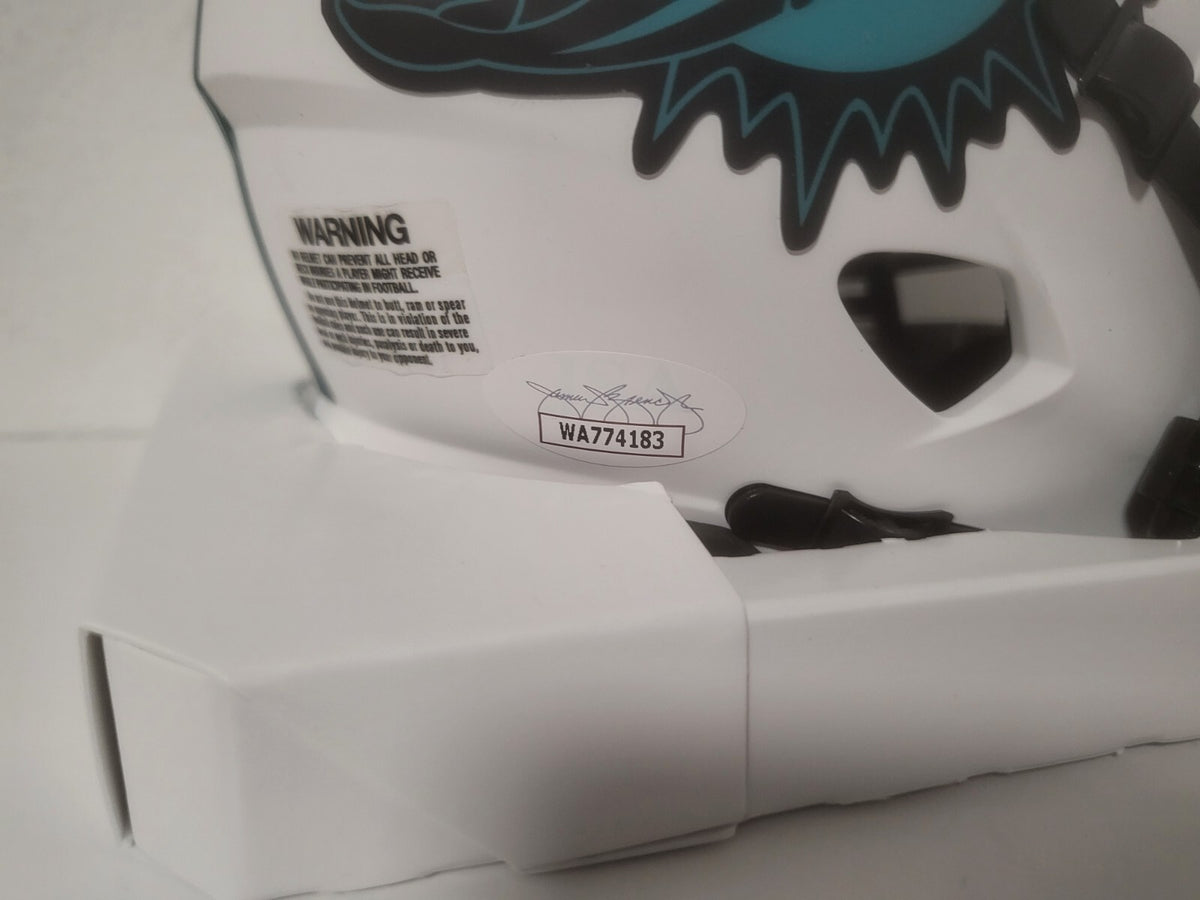 JEFF WILSON JR MIAMI DOLPHINS SIGNED AUTOGRAPHED AUTO LUNAR MINI HELMET JSA *