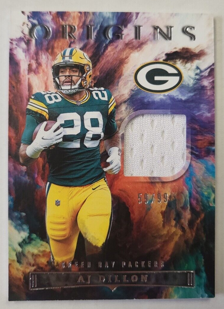 2022 PANINI ORIGINS AJ DILLION PACKERS WHITE PATCH /99 CARD