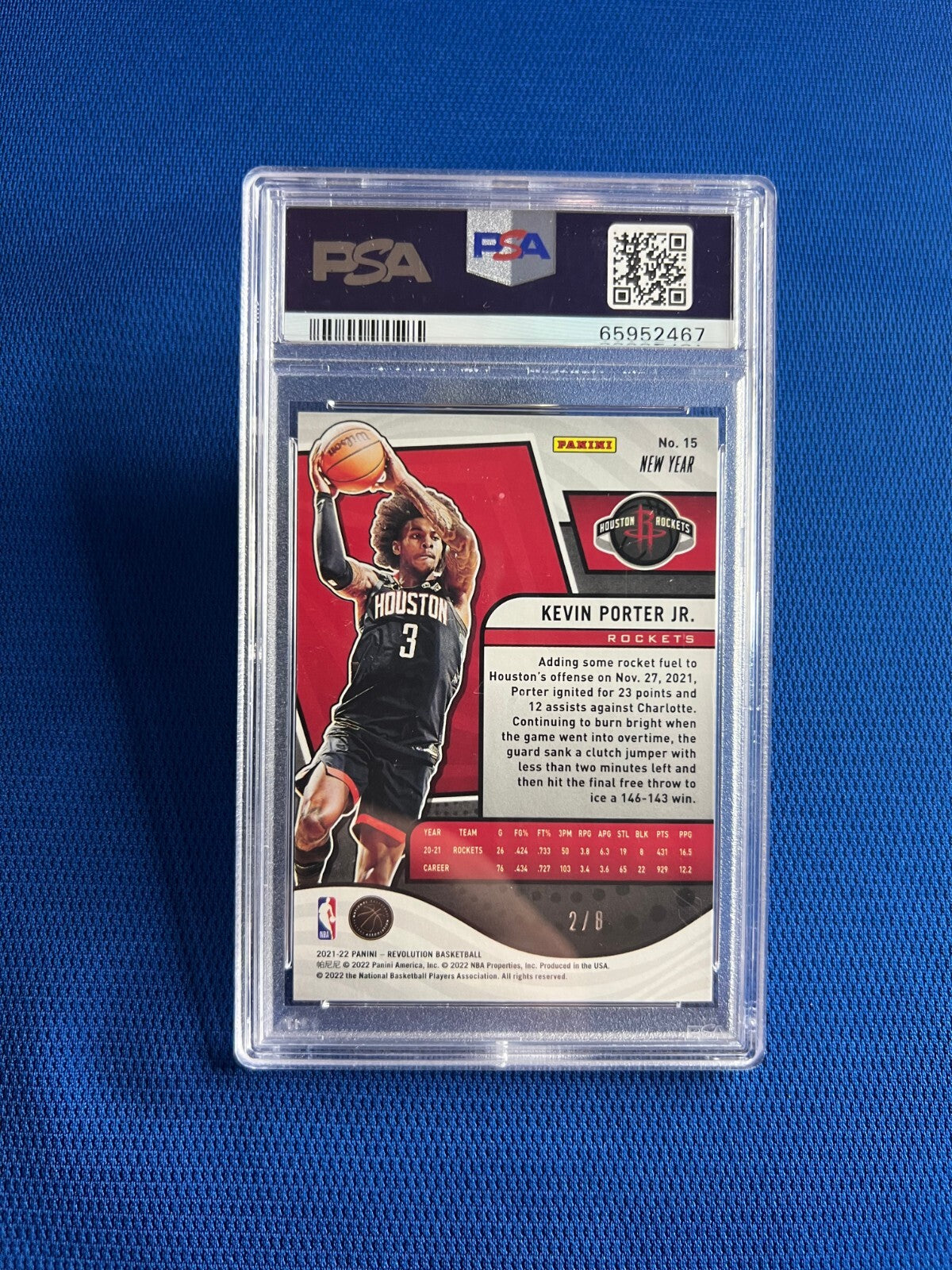 2021 REVOLUTION KEVIN PORTER JR CHINESE N/Y HOLO GOLD 2/8 PSA 9 MINT