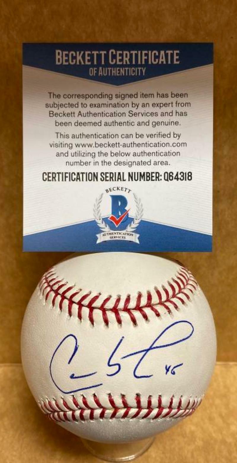 CARLOS LEEWHITE SOX/BREWERS SIGNED AUTOGRAPHED M.L. BASEBALL BECKETT Q64318