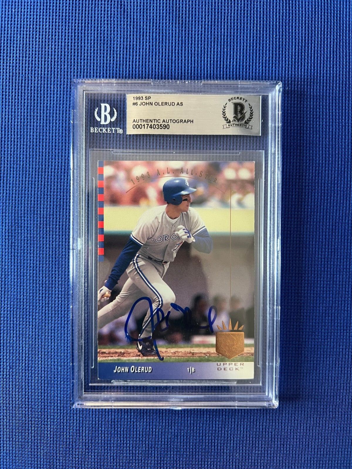 1993 SP JOHN OLERUD TORONTO BLUE JAYS SIGNED AUTOGRAPHED #6 CARD BECKETT