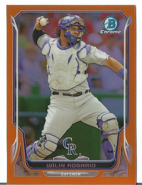WILIN ROSARIO ROCKIES 2014 BOWMAN CHROME ORANGE REFRACTOR RC 23/25