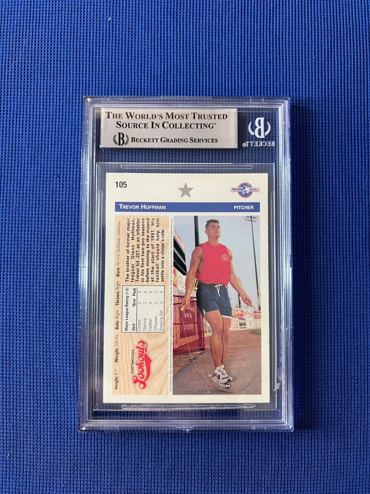 1992 UPPER DECK MINORS TREVOR HOFFMAN SIGNED AUTOGRAPHED #105 CARD BECKETT