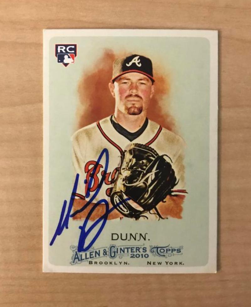 MICHAEL DUNN ATLANTA BRAVES SIGNED 2010 TOPPS ALLEN & GINTER CARD #245 W/COA 