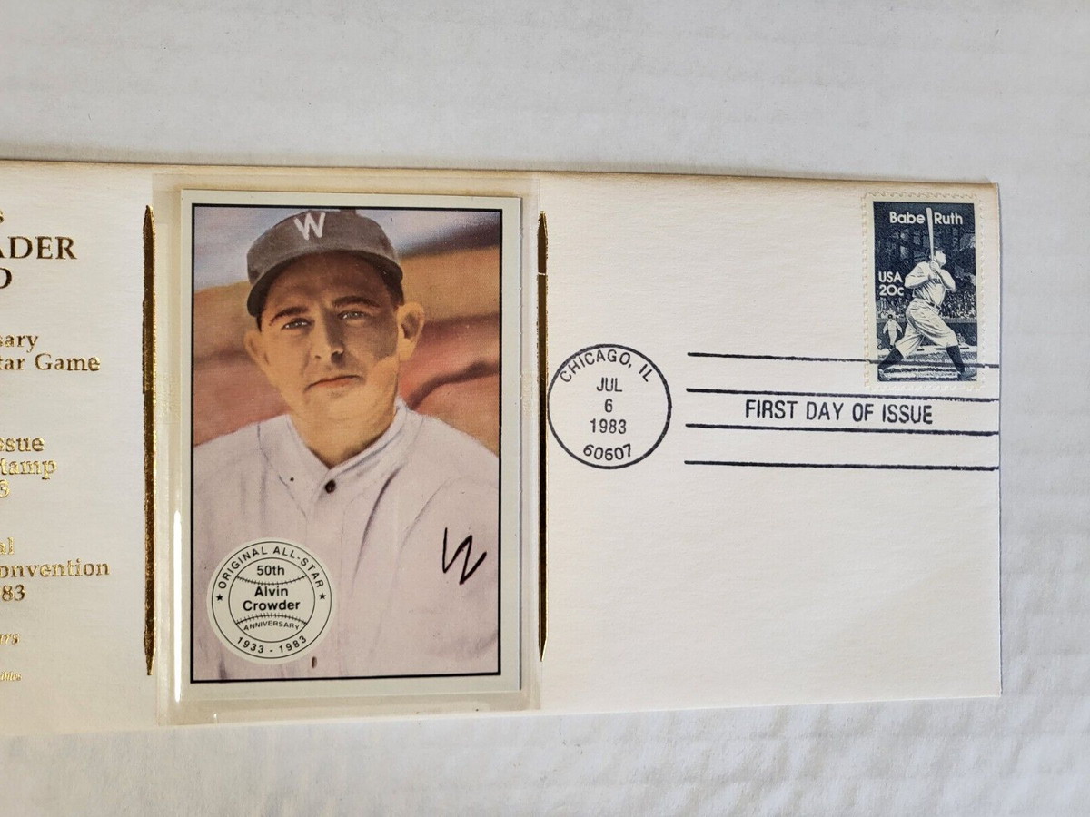 CHICAGO'S TRIPLE-HEADER OF GOLD CACHET FIRST DAY ISSUE BABE RUTH ALVIN CROWDER