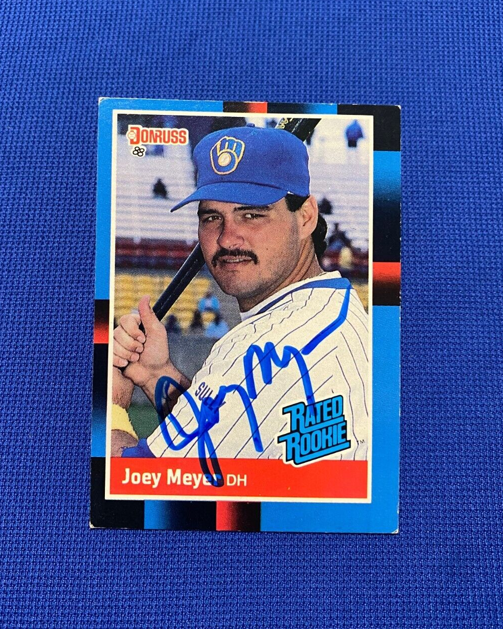 1988 DONRUSS JOEY MEYER MILWAUKEE BREWERS RC SIGNED AUTOGRAPHED #36 CARD W/COA