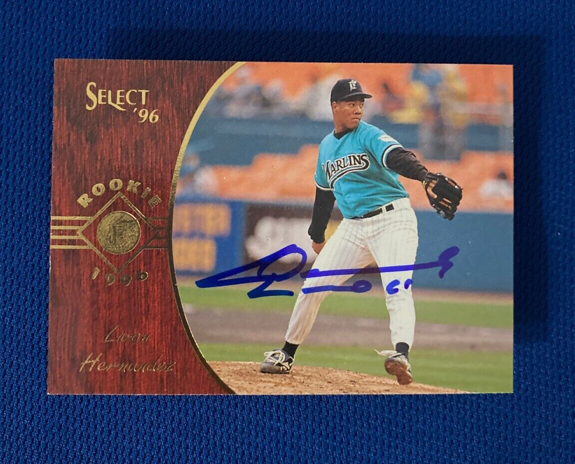 1996 SELECT LIVAN HERNANDEZ FLORIDA MARLINS AUTOGRAPH RC SIGNED CARD #174 COA *