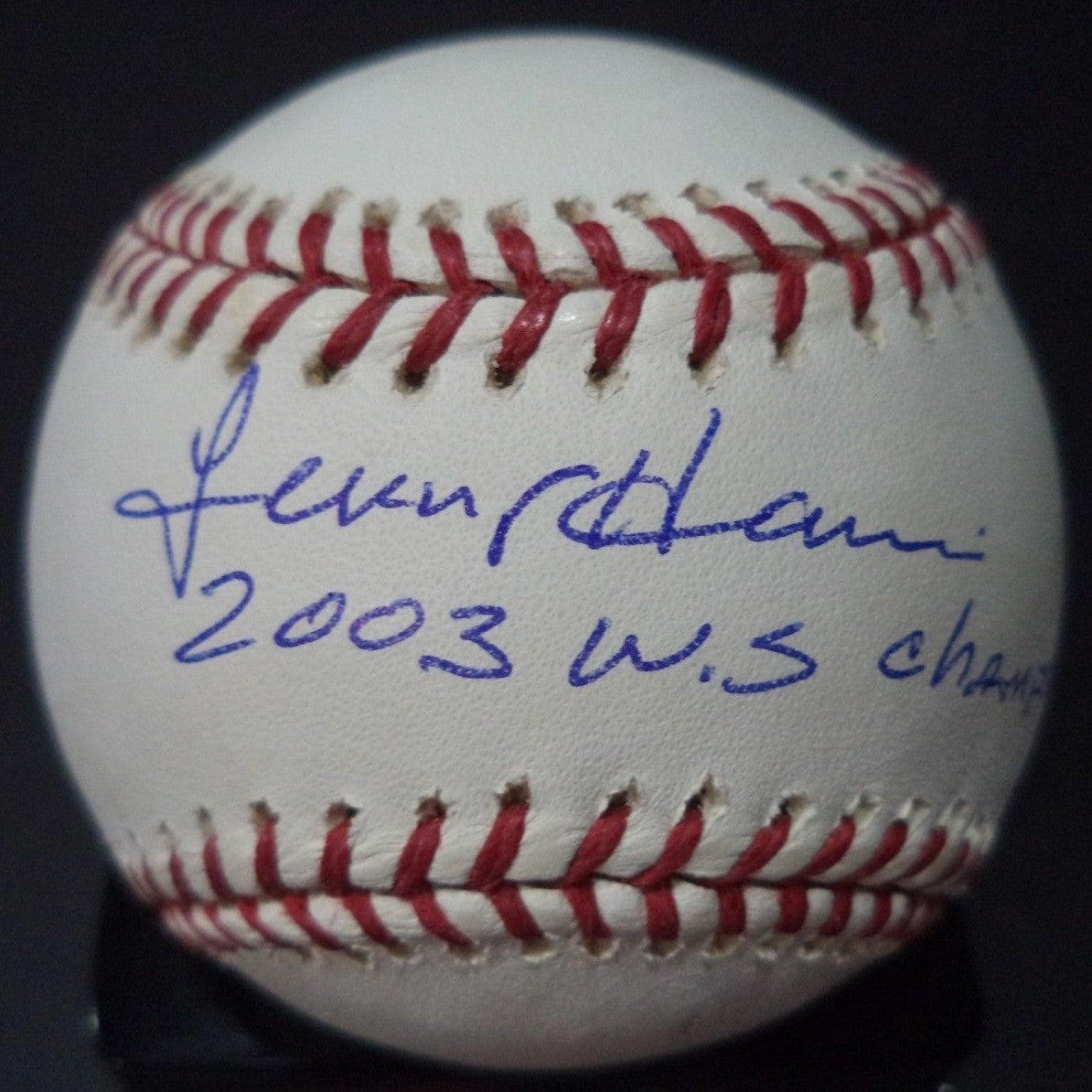 LENNY HARRIS 2003 W.S. CHAMPS SIGNED AUTOGRAPHED W.S BASEBALL W/COA