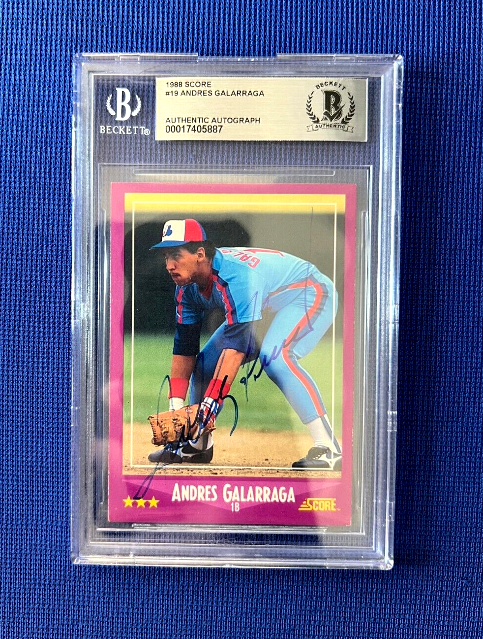 1988 SCORE ANDRES GALARRAGA MONTREAL EXPOS SIGNED AUTOGRAPHED CARD #19 BECKETT