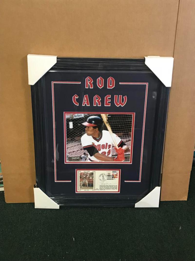 ROD CAREW   ANGELS  FRAMED MATTED SIGNED DATED GATEWAY ENVELOPE  W/COA
