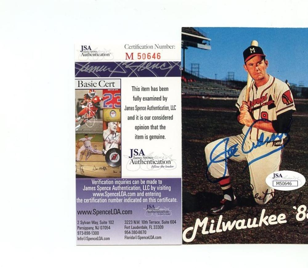 JOE ADCOCK MILWAUKEE 85 SIGNED COLOR 3X5 PHOTO JSA M50646