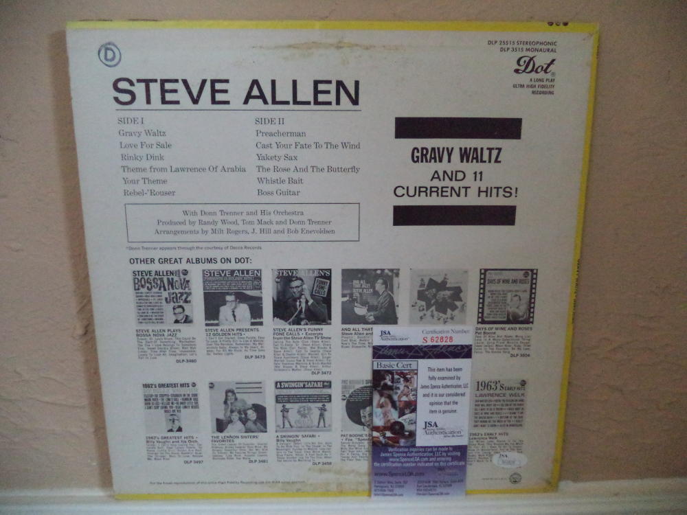 STEVE ALLEN GRAVY WALTZ SIGNED AUTOGRAPHED VINTAGE ALBUM JSA S62828