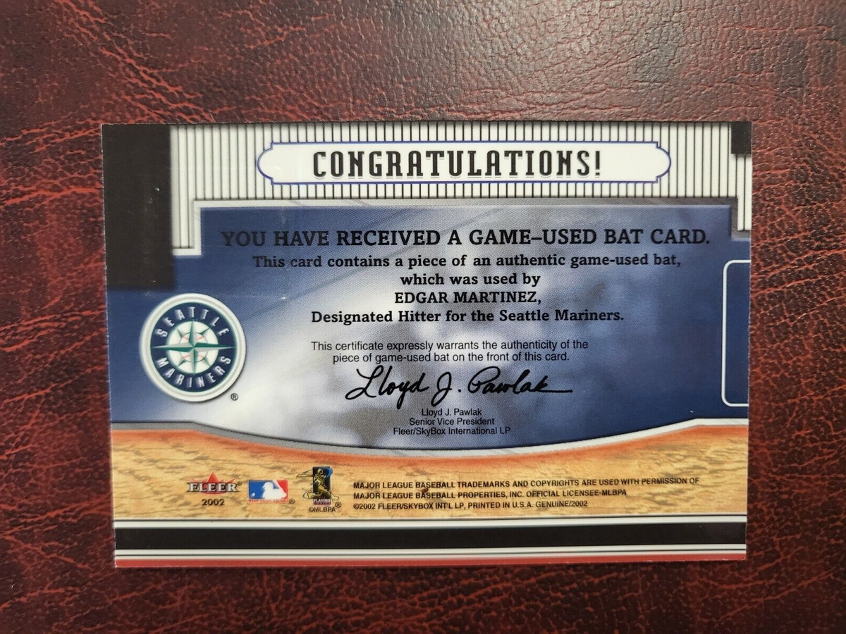 2002 FLEER GENUINE BATS INCREDIBLE EDGAR MARTINEZ BAT RELIC BASEBALL CARD