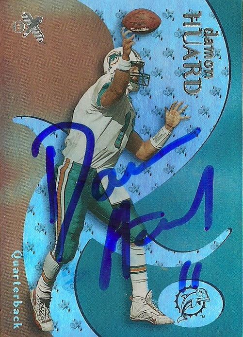 DAMON HUARD MIAMI DOLPHINS SIGNED AUTOGRAPHED 2000 FLEER CARD #19 W/COA