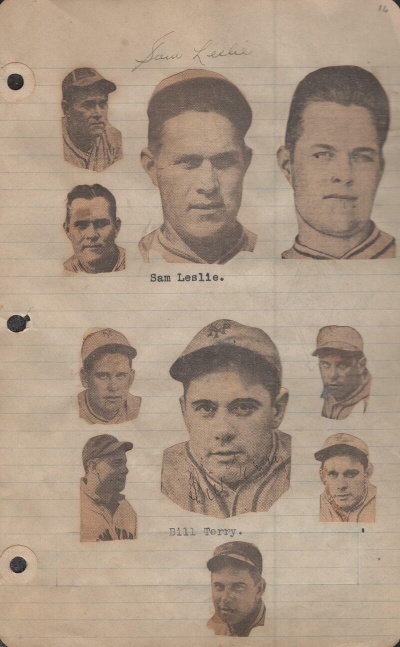SAM LESLIE GIANTS/DODGERS  SIGNED ORIGINAL 1935 SCRAP BOOK BSA Z51359
