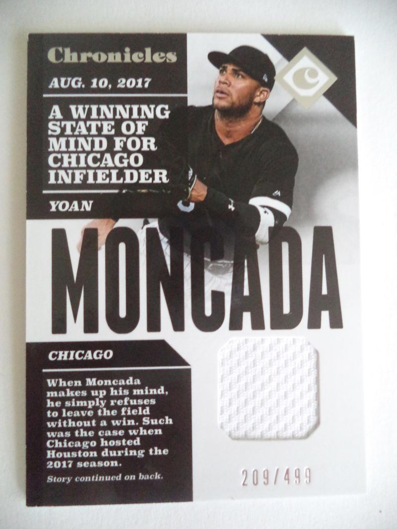 2017 PANINI CHRONICLES YOAN MONCADA GAME USED JERSEY CARD /499