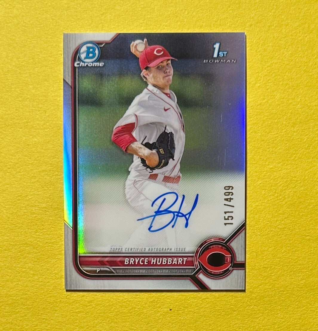 2022 BOWMAN CHROME BRYCE HUBBART REFRACTOR AUTO /499 #CDA-BH REDS