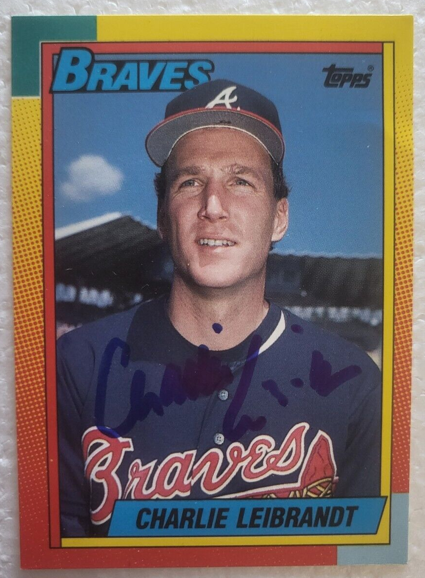1990 TOPPS CHARLIE LEIBRANDT ATLANTA BRAVES SIGNED AUTO CARD #60T W/COA