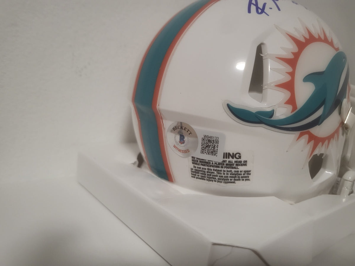 RAHEEM MOSTERT MIAMI DOLPHINS SIGNED AUTOGRAPHED SPEED MINI HELMET BECKETT *