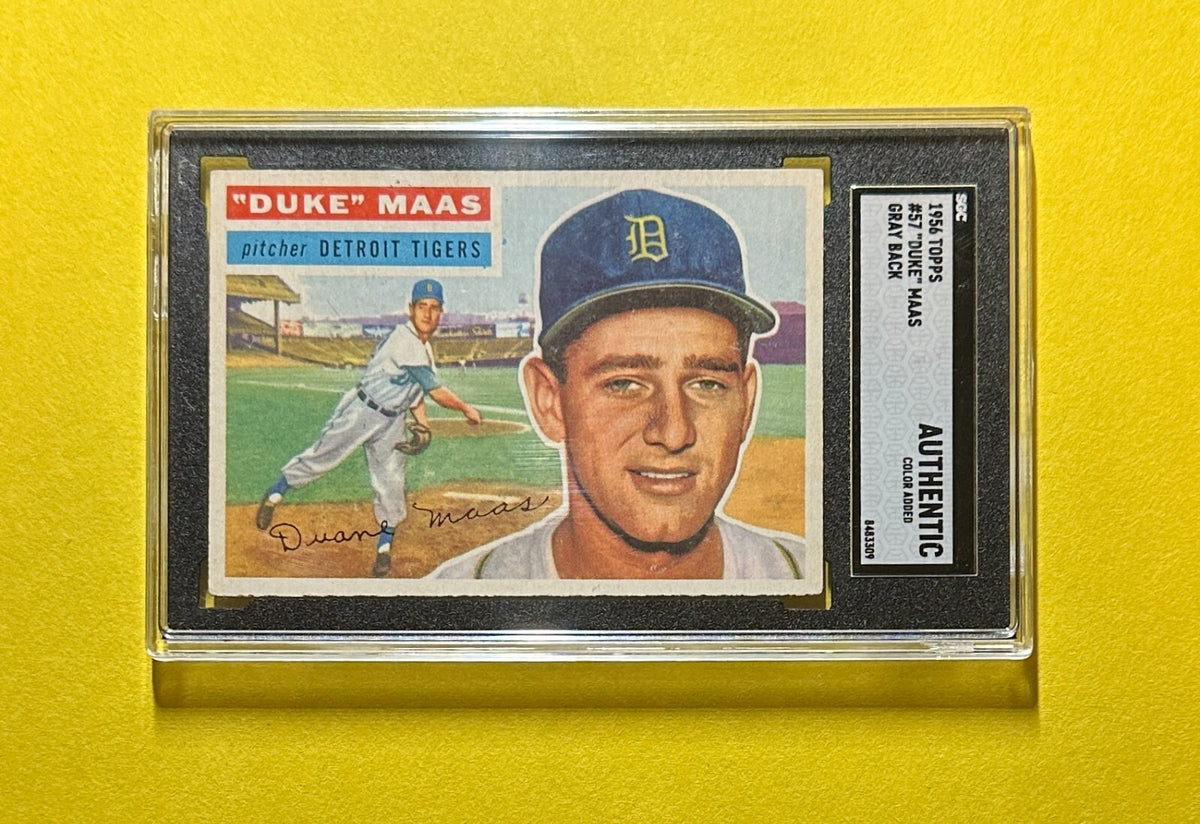 1956 TOPPS "DUKE" MASS #57 SGC AUTHENTIC TIGERS COLOR ADDED
