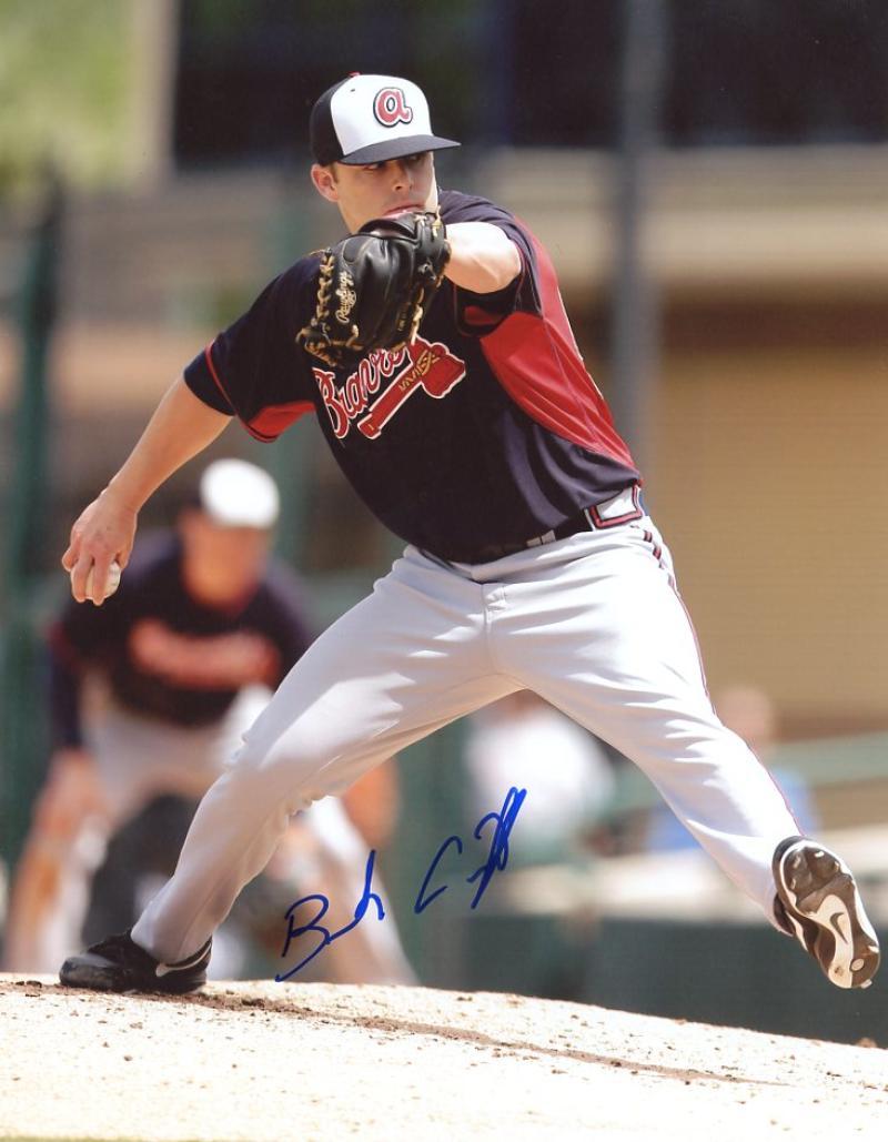 BRAD CUNNIFF ACTION ATLANTA BRAVES SIGNED 8X10 PHOTO W/COA