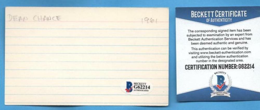DEAN CHANCE TWINS/ANGELS 3X5 INDEX CARD BECKETT G62214