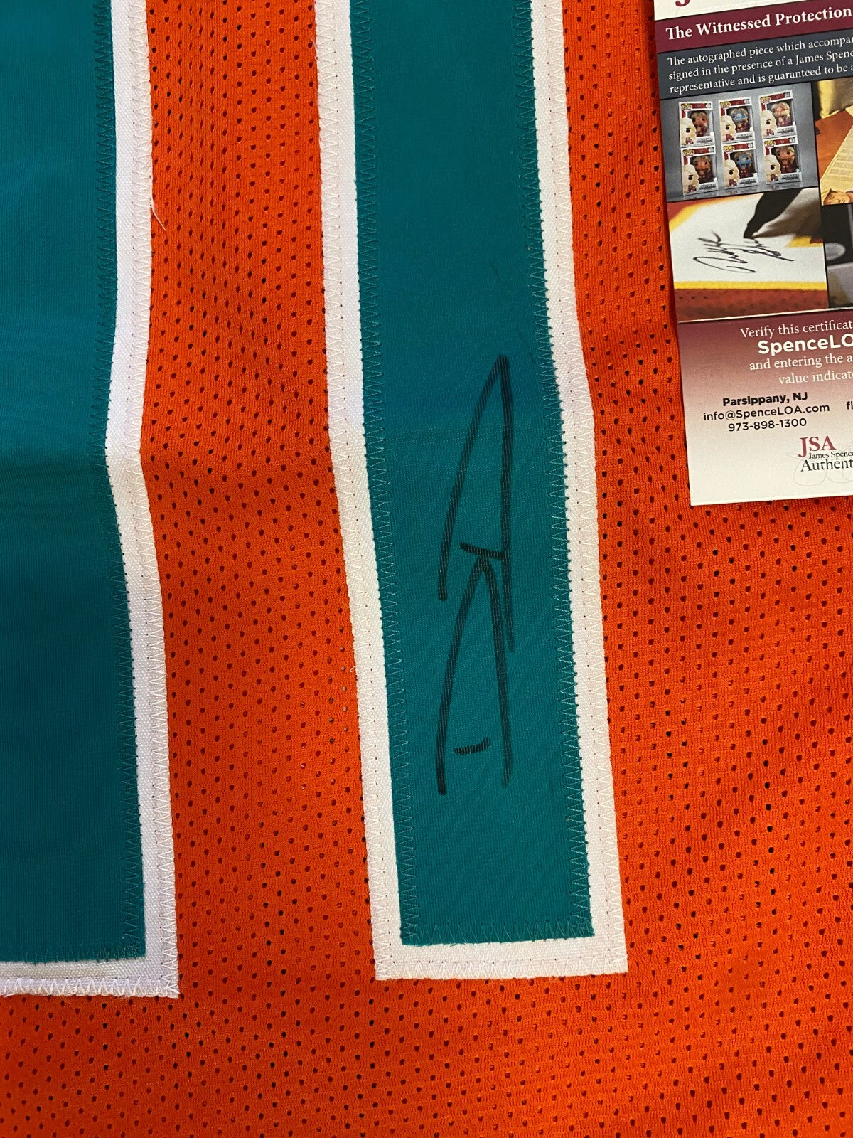 DEVANTE PARKER MIAMI DOLPHINS SIGNED AUTOGRAPH CUSTOM ORANGE JERSEY SZ XL JSA **