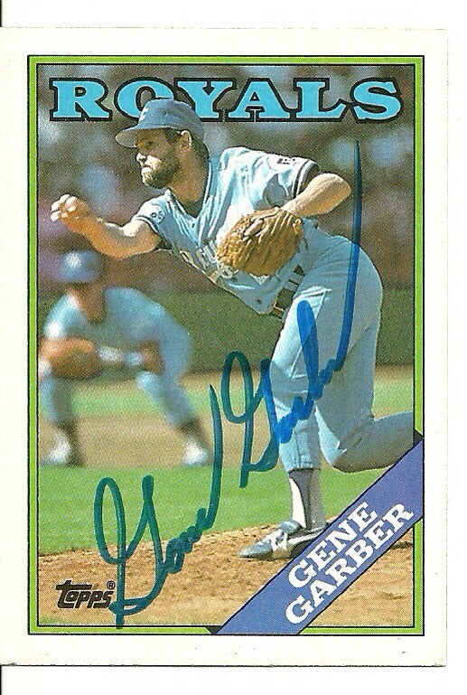 GENE GARBER KANSAS CITY ROYALS SIGNED AUTOGRAPHED 1988 TOPPD CARD #597 W/COA
